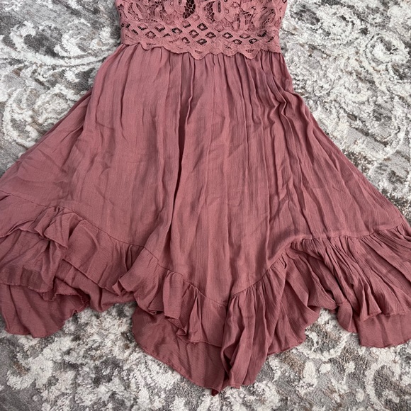 Free People One Adella Crinkle Slip Dress Lace Bralette Rose - Size Medium - Picture 3 of 8